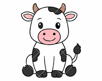 Vache mignonne SVG PNG | Clipart animaux de la ferme pour Cricut et Silhouette