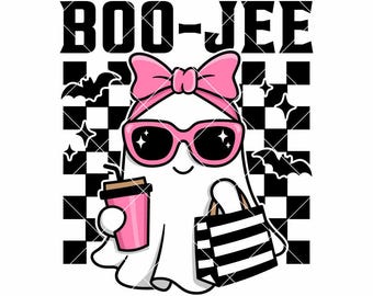 Halloween Ghost SVG: Rutig Boo Jee, Spöksäsong (Digital Fil)