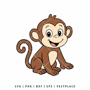 Scimmia SVG PNG / Carino animale da safari Clipart per Cricut e Silhouette