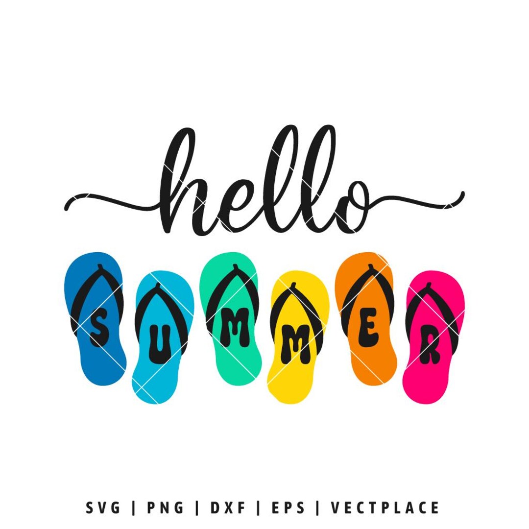 Hello Summer Flip Flop SVG - Etsy