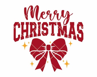 Merry Christmas SVG PNG | Coquette Bow Christmas Design for Cricut & Silhouette