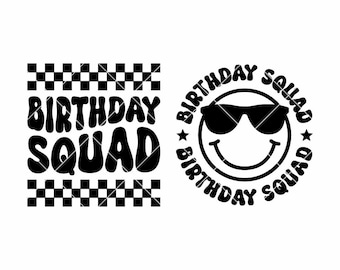 Checkered Birthday Squad SVG | Smiley Face Shirt Design