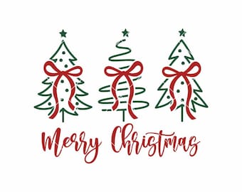 Christmas Trees with Bows SVG PNG | Merry Christmas Clipart for Cricut and T-Shirt Designs