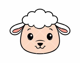 SVG y PNG de la carita de una oveja adorable / Imágenes prediseñadas de animales de granja para Cricut y Silhouette
