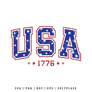 May include: USA in red and blue with white stars, with the year 1776 below.