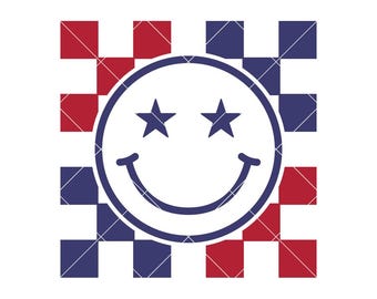 4 juli SVG, smiley geruite SVG