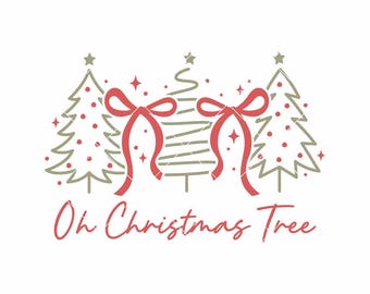 Oh Christmas Tree SVG PNG | Christmas Trees with Bows Clipart for Cricut and Silhouette