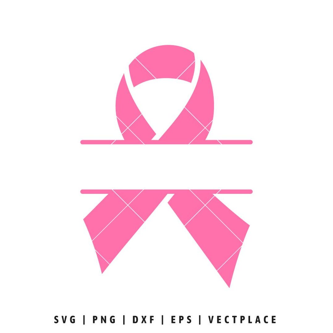 Awareness Ribbon Monogram SVG: Cancer Ribbon Split Name Frame (digital ...