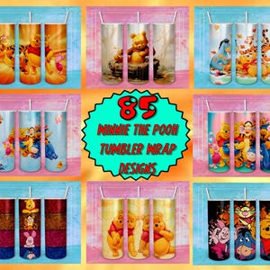 85 Winnie the Pooh Tumbler Wrap Bundle, 20oz Skinny Tumbler Wrap Design, Cartoon Tumbler, Commercial Use,