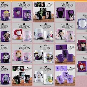 Villanos de Halloween, Banda de Villanos, Diseño de Villanos, Diseño de Taza Disney Villanos Chicas Malas Sublimación Taza 11 oz y 15 oz