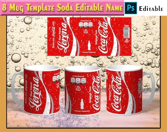 8 Tassen-Design-Vorlagen für Soda-Becher, Sublimationsvorlage, Soda-Sublimat-Vorlagen-Design, Download, Soda-Designs