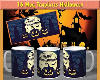 11oz/15oz Mug Template Halloween Sublimation Mug Template Halloween Mug Image Download Halloween Designs