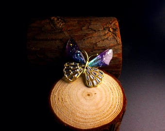 Broche de mariposa galáctica: Pin de esmalte de hadas celestiales