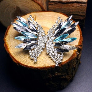 Crystal Angel Wings Brooch: Rhinestone Winged Pin, Gothic Fairy Jewelry