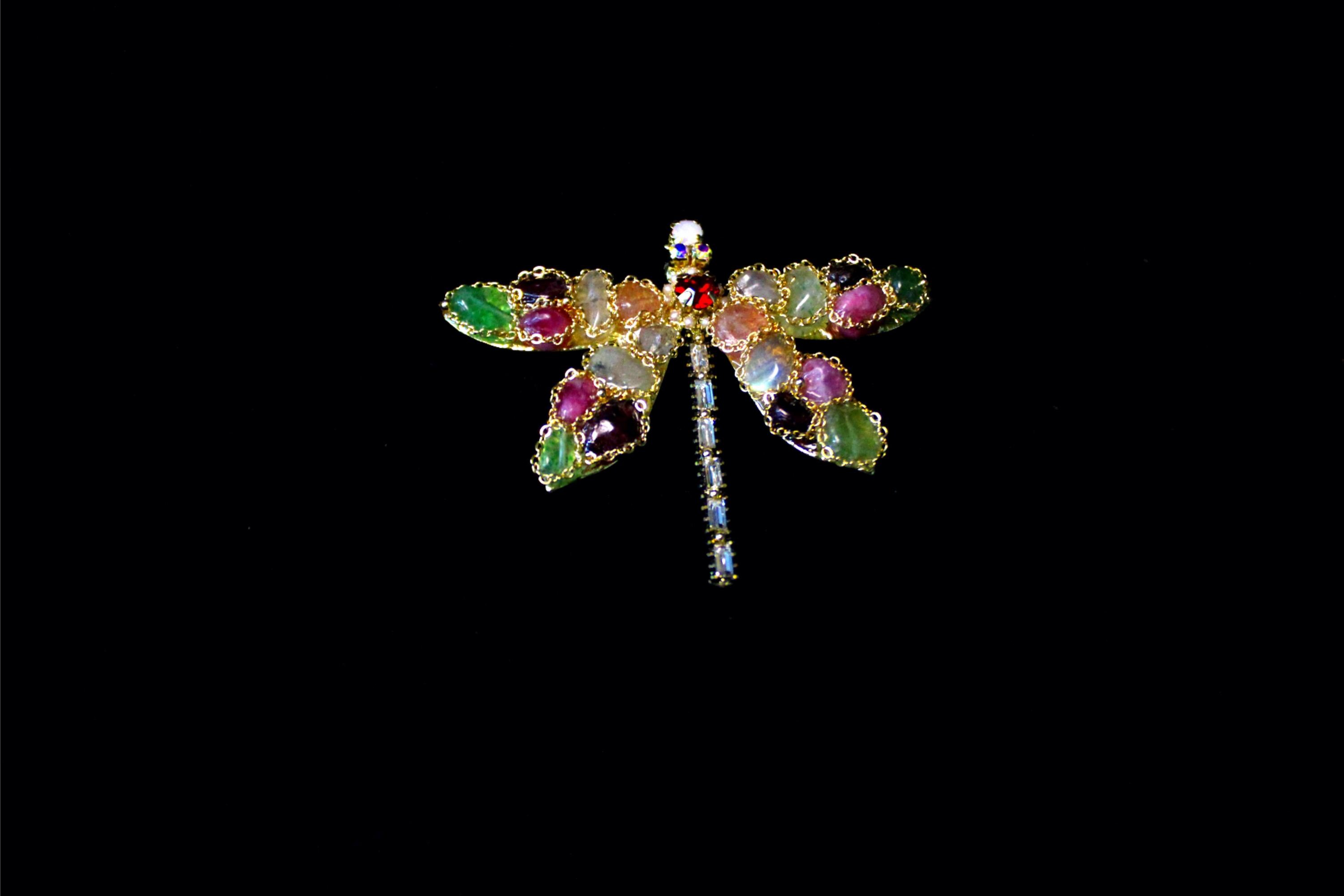Broche Papillon Libellule Arc-en-ciel Cristal AB - Neuf Avec étiquettes, B14