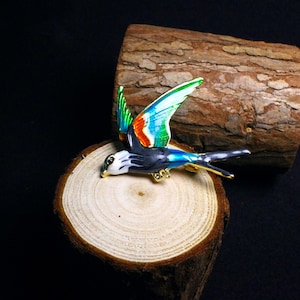 Enamel Swallow Brooch: Hand-Painted Bird Pin, Retro Cloisonné Style