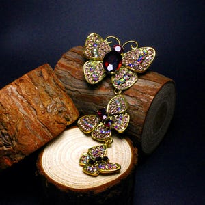 Crystal Angel Wings Brooch: Rhinestone Winged Pin, Gothic Fairy Jewelry