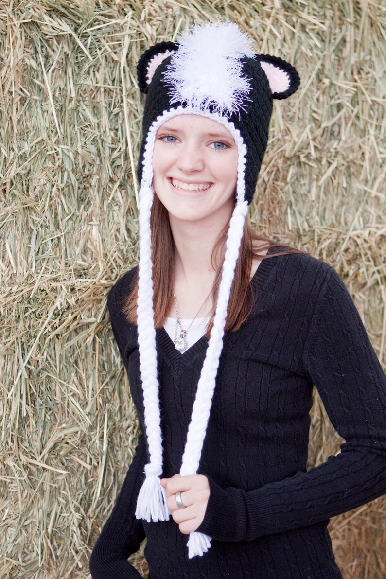 Crochet Pattern Skunk Hat Instant Download Etsy