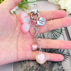 Handmade Transparent Butterfly Keyring,Colorful Butterfly Keychains,,Customizable Customized Initial Letter,Vivid Butterfly Keychains.