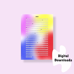 2025 365 Day Challenge, 365 Day Tracker, Habit Tracker, Life Calendar, Gift Idea, Vintage style, Grainy texture, Yearly Planner, Home Decor