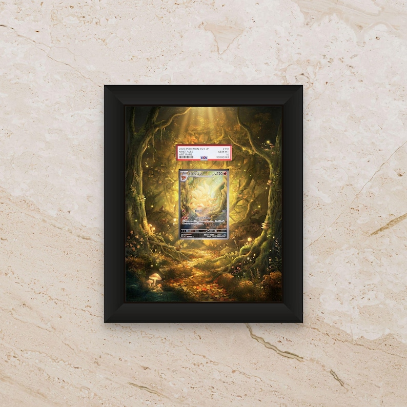 Ninetales Display Frame – Obsidian Flames Pokémon Card Art | 8x10 Frame for Raw or Graded Cards 8x10 Graded frame