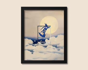 Cramorant Stamp Box Promo Display Frame – Japanese Pokémon Card Art | 8x10 Frame for Raw or Graded Cards