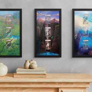 Pokemon 151 Evolution 2025 Display – Charizard, Blastoise, Venusaur – Long Frame (Raw/Graded cards)