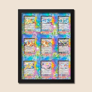 Evoli Evolutionen Prismatic Display Frame - 9 Karten-Pokémon-Rahmen | 12x16 für Raw Ungraded Karten (Non-SIR Versionen)