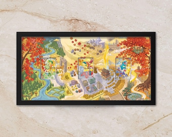 Johto First Partners Starters Panoramic Art Shadowbox | 11x22 Gen 2 Extended Art Display