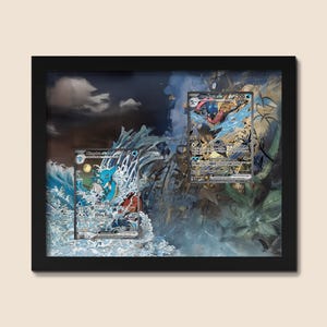 Greninja & Kingdra Promo Ausstellungsrahmen – 8x10 Raw Pokémon Kartenhalter | Dual Wasser-Typ Promo Art