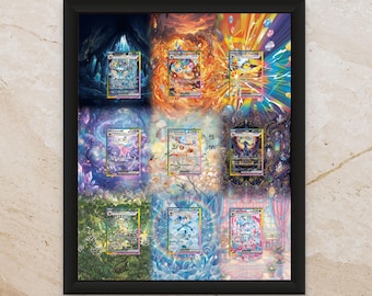 Eeveelutions God Pack Display Frame – Prismatic Evolutions Pokémon Card Art | 16x20 Frame for Raw or Graded Cards