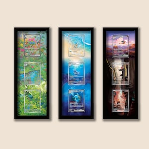 Marco artístico de la evolución de Charizard, Blastoise y Venusaur: Expositor de cartas Pokémon personalizado para coleccionistas / 151