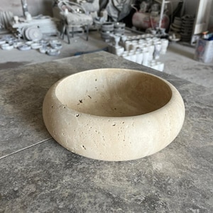 Handcrafted Travertine Marble Bowl – Natural Stone Serving Bowl, Decorative Serving Dish,  Kitchen Centerpiece