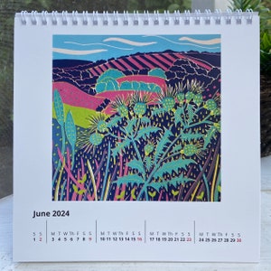 2024 Calendar a desk calendar with Linocut images by Sue Collins. image 7