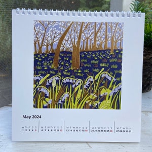 2024 Calendar a desk calendar with Linocut images by Sue Collins. image 6