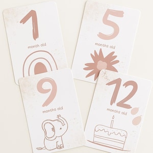 Cartes jalons bébé imprimables | 1-12 mois | Accessoires photo mensuels | Souvenir nouveau-né | Cadeau de baby shower à téléchargement numérique