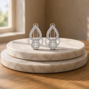 Pendientes de aro redondos con diamantes cultivados en laboratorio / Pendientes de aro dobles con diamantes micro pavé / Estilo minimalista en oro / Regalo para ella