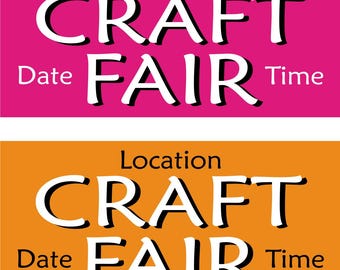 Craft Fair Banners 2x sizes and 3 colour options personalised