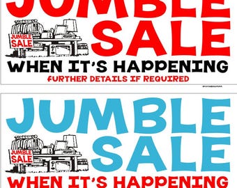 Jumble Sale Banners 3x sizes and 4 colour options personalised