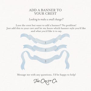 Banner Add On, Add a Custom Banner to Watercolor Crest, Personalized Crest Add-On, Watercolor Crest Monogram