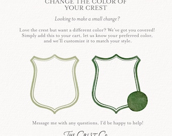 Custom Crest Color Change Add-On, Wedding Crest Edit, Color Match Digital Monogram Crest, Crest Personalization Wedding Color Match