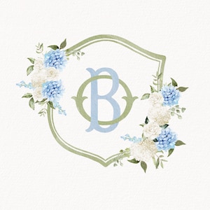 Personalized Monogram Crest, Watercolor Wedding Crest, Digital Download Wedding Crest, Custom Wedding Crest with Monogram, Crest 8