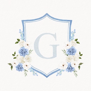 Semi-Custom Watercolor Wedding Crest, Personalized Monogram Crest, Digital Download Wedding Crest, Wedding Crest with Monogram, Crest 20