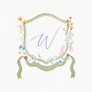 Watercolor Wedding Crest, Custom Watercolor Monogram Crest, Digital Download Wedding Crest, Wedding Crest with Monogram, Crest 7