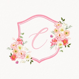 Semi-Custom Watercolor Wedding Crest, Personalized Monogram Crest, Digital Download Wedding Crest, Wedding Crest with Monogram, Crest 18