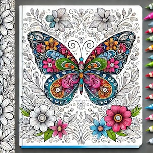 Magic Butterfly Coloring| Printable Butterfly Coloring Sheets|Adult Coloring Pages|Instant Download