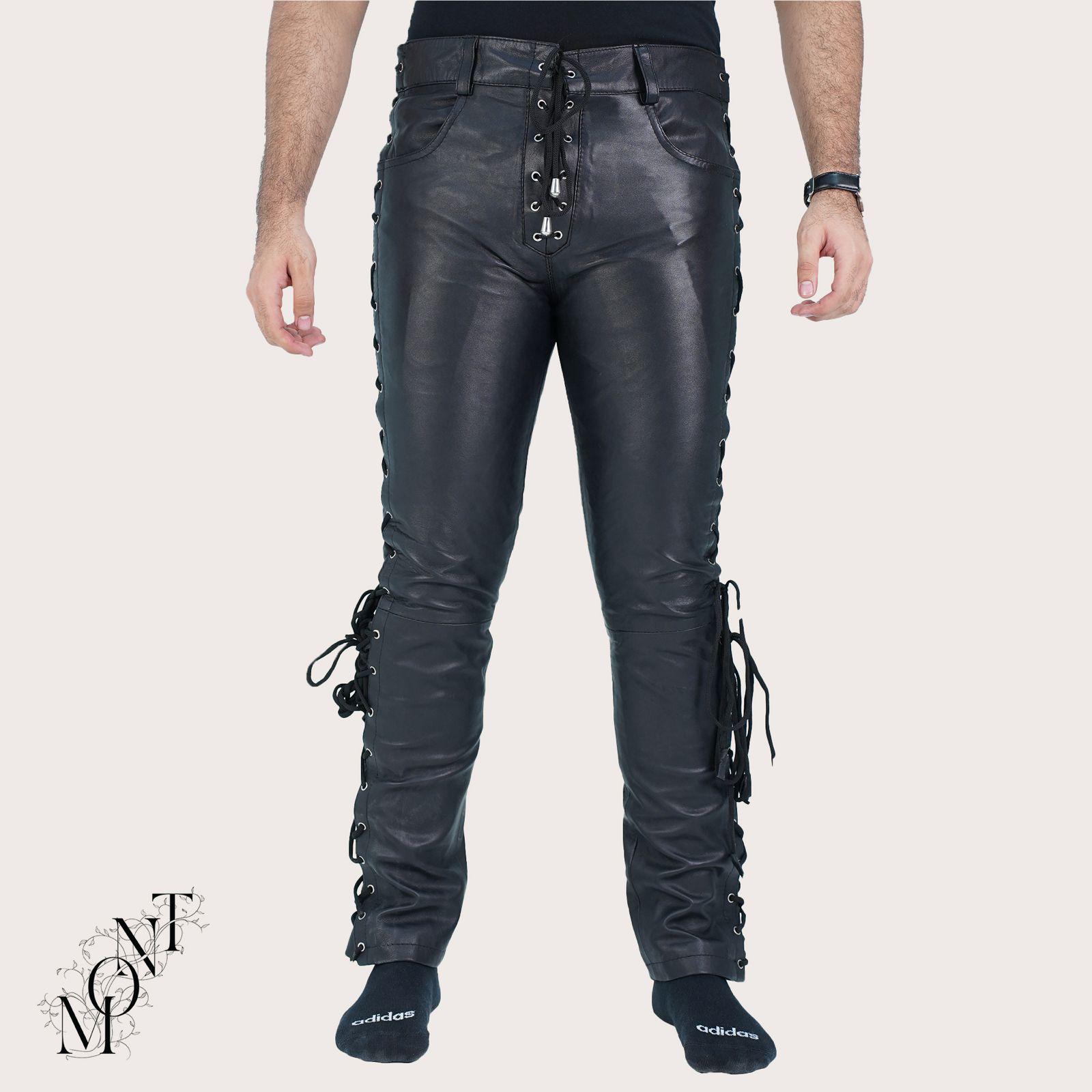Pantaloni Da Motociclista In Vera Pelle Neri O Marroni, Con Cintura, Taglie Fino A 5XL, Cargo E Classici