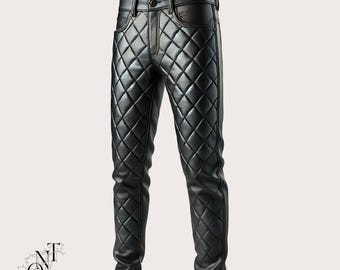 Handmade Genuine Leather Pants for Men | Black Leather Trousers with Pockets | Durable Real Leather Biker Pants | Custom Fit Streetwear