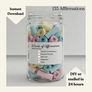 Printable Affirmation Jar Kit: 135 Manifestation Quotes (Digital Download)
