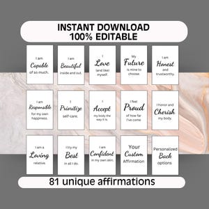 Custom Affirmation Cards Printable Digital Positive Quotes Self Care Manifestation Motivation Mindfulness Deck Wellness Gift Encouragement